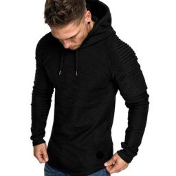 Sweat à capuche à manches longues pour homme noir uni grande taille printemps-automne 2022