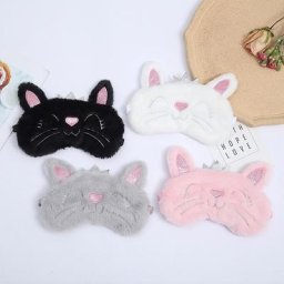 Masque pour les yeux en peluche multicolore Smiley lapin couvre-yeux en forme d'animal de dessin