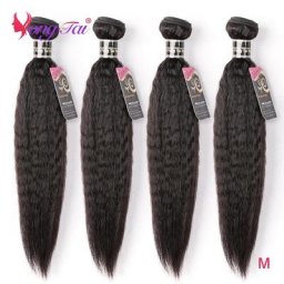 YUYONGTAI − Extensions brésiliennes naturelles cheveux crépus lisses non-remy 4 lots tissage de