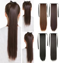 Extension de Cheveux pour Femme Postiche Lisse et Longue Queue de Cheval Synthétique