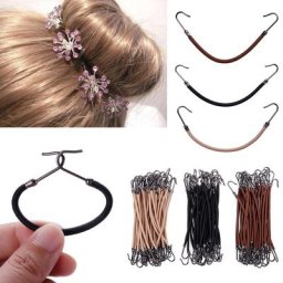 Bandes de cheveux élastiques pour femmes 3 couleurs crochets en forme coiffure queue de cheval