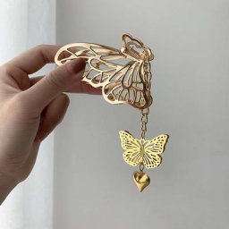 Griffe de cheveux en métal papillon vintage pour femme long pompon pendentif d'amour pinces de