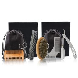 Accessoires de coiffure portables en acier inoxydable pour hommes rasoir peigne ciseaux brosse à