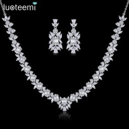 LUOTEEMI – boucles d'oreilles en zircone cubique AAA ensembles de bijoux pour femmes mariage de