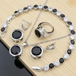 Ensemble de bijoux en argent Sterling 925 grand noir CZ Hyperbole boucles d'oreilles Design