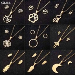 SMJEL-Colliers de la raq en acier inoxydable demi-lune pour femmes et filles boucles d'oreilles