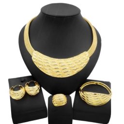 Ensemble de bijoux en or Dubai pour dames style simple collier bracelet tenue de fête de