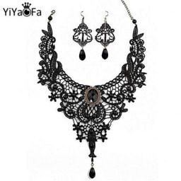 YiYaoFa ensemble de bijoux exagérés faits à la main bijoux gothiques collier et boucle d'oreille en