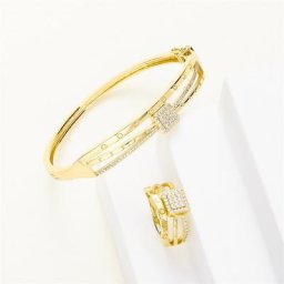 Ensemble de bijoux en or 14 carats pour femmes bracelet et bague en cuivre accessoire de luxe