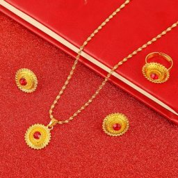 Petit ensemble de bijoux éthiopiens collier boucles d'oreilles bague patients africains