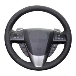 Juste de volant de voiture en cuir Élnoir cousu à la main accessoires de voiture Mazda 3 CX7 2011