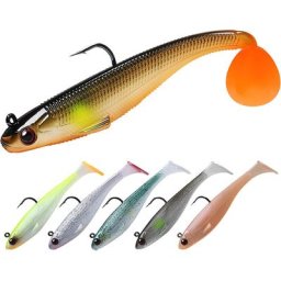 TRUSCEND-Leurres de pêche souples pré-gréés avec tête de gabarit queue de pagaie appâts de