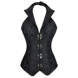 Corsets pour Femmes Steampunk Sexy Col V Acier Désossé Corset À Lacets Y-Vintage Gothique Corps