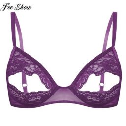 Soutien-gorge amissié en dentelle transparente pour femme bretelles réglables coupe ouverte