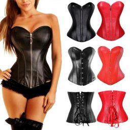 Miss Moly – Corset Steampunk Sexy gothique en Faux cuir Bustier en plastique désossé haut