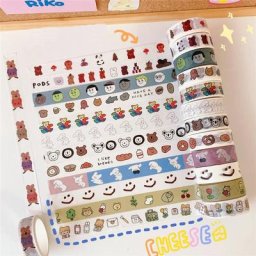 Ins-Ruban adhésif décoratif Kawaii bande dessinée mignonne ours Washi carte notes bancs