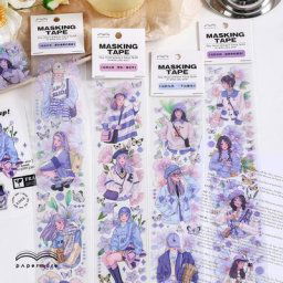 Bande Washi fille violet Collection Kawaii Stickers décoratifs transparents pour bricolage