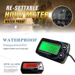 Tachymètre LCD réinitialisable étanche IP67 tachymètre compteur horaire rappel d'entretien TOT