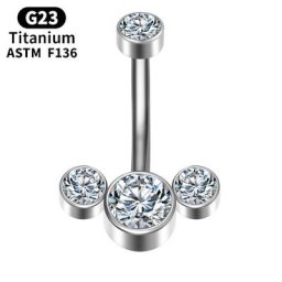 Piercing pour le ventre en titane F136 polissage perles internes courbes filetées haltère