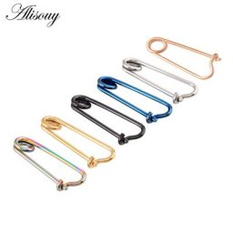 Alisouy – boucles d'oreilles unisexe en acier inoxydable 2 pièces épingle de sûreté Style Punk