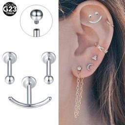 Anneaux de Labret à Fil Interne en Titane pour Femme Piercing d'Oreille Cartilage Helix Rook