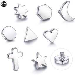 G23 Titane Étoile Lune Micro Injecteur Dermique Piercing Top Peau Plongeur Surface Labret Langue