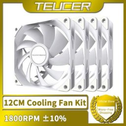 TEUCER – système de refroidissement pour boîtier d'ordinateur 1800RPM 4PIN PWM blanc 12cm