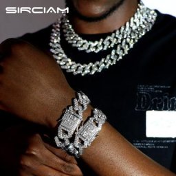 Iced Out-Collier et bracelet à maillons cubains pour hommes et femmes bijoux Bling Bling AAA +