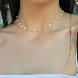 Colliers En Acier inoxydable Pour Femmes Simple Perle Collier Ras Du Cou Collier Fait Main Brin