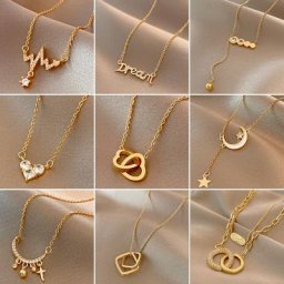 Collier pendentif lettre coeur et croix pour femme acier au titane coréen bijoux de mariage