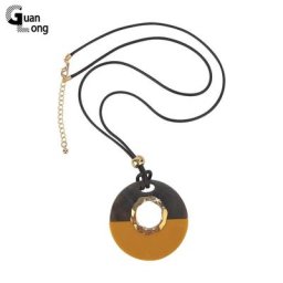 Guanlong-Collier pendentif rond en résine pour femme vintage acrylique géométrique rose grande