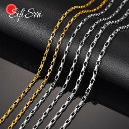 Sifisrri-Collier en acier inoxydable pour homme et femme bijoux en métal solide longue boîte
