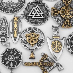 Collier Rune Totem Nordique pour Homme Amulette Rétro Motif Géométrique Acier Inoxydable Bijoux