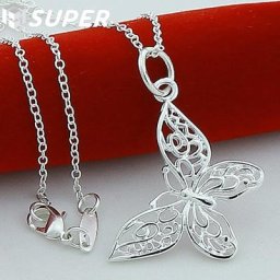 Collier pendentif papillon en argent regardé 925 pour femme bijoux de mariage et de fiançailles 18