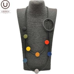 UKEBAY – colliers ras du cou multicolores pour femmes pull cercle accessoires en bois bijoux