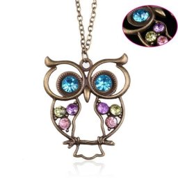 Chaîne de pull Vintage incrustée de diamants bijoux hibou pendentif Long un beau cadeau pour vous