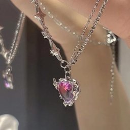 Y2K – collier pendentif coeur en cristal violet pour femmes chaîne de clavicule bijoux de luxe