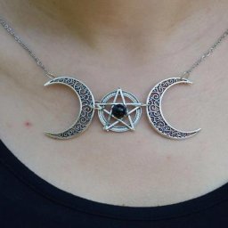 Collier pendentif pentagramme croissant de lune déesse Wiccan bijoux païen occulte