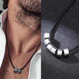 Collier en cuir tressé personnalisé pour homme perles en forme de Tupunbeads décoration familiale