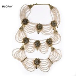 Herseygold-Collier de perles de grands patients pour femmes pendentif en cristal plaqué or