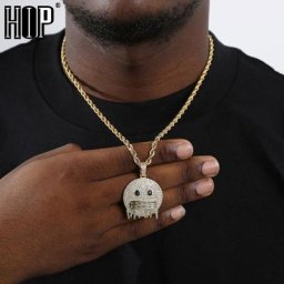 Hip Hop – collier et pendentif de rappeur en zircone cubique pour hommes bijoux avec visage
