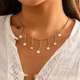 IngeSight.Z-Collier avec pendentif en or pour femme pentagramme géométrique minimaliste simple