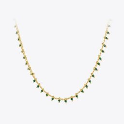 Enfashion-Colliers de la présidence Kpop Green Stone pour femmes Gold Document JONecklace Bijoux