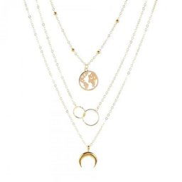 Collier bohème multicouche pour femme carte de la lune personnalité mode européenne et
