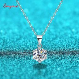 Smyoe-Collier Moissanite en argent regardé 925 pour femme document D 1 2 3 carats pendentif