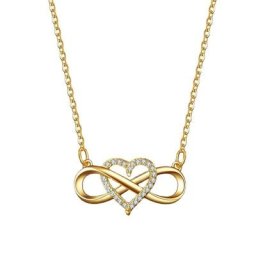 Collier pendentif coeur chanceux CZ pour femme argent or document romantique Extron Forever