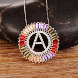 AIBEF – collier avec pendentif en forme de 26 lettres pour femme bijou bohème couleur argent