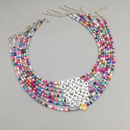 Collier de perles Boho pour femmes fait à la main DIY lettre amour chanceux tour de cou