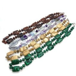 Collier en Pierre Naturelle pour Femme Agate Rouge Rectangulaire Malachite Semi-Réservoir