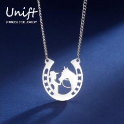 Unift Collier de Cowboy en acier inoxydable pour femme et fille pendentif cheval bijoux tendance